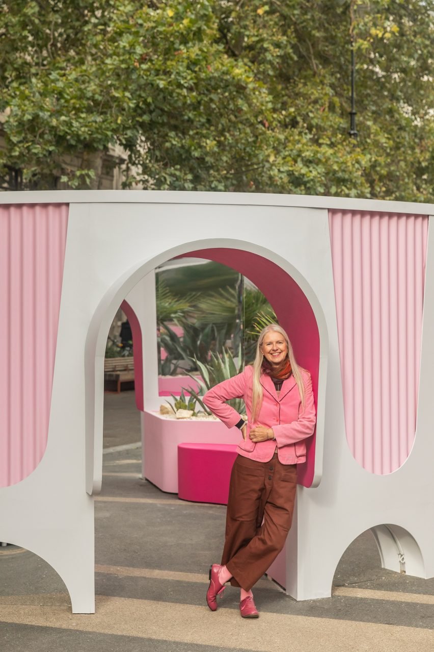 Nina Tolstrup stands in front of Dream: Infinity Garden