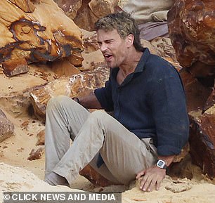 In dramatic scenes in the quarry, Theo's character fights for his life