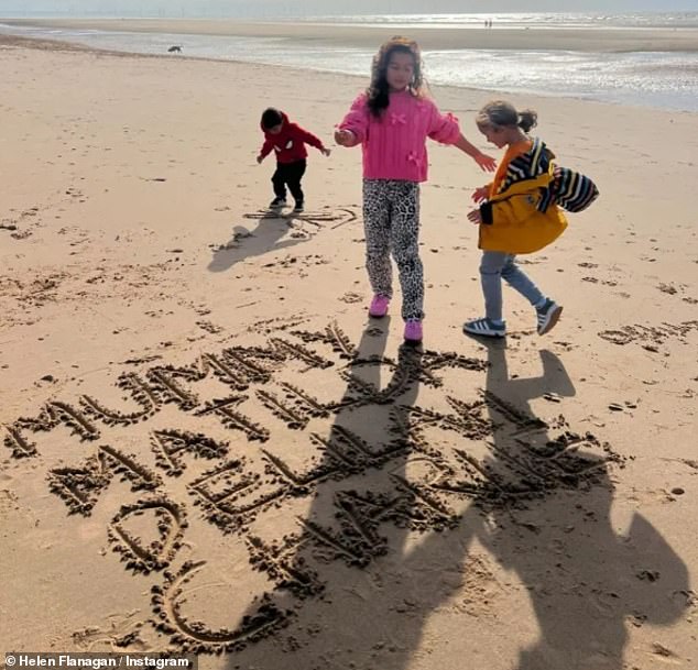 After confirming her ex's new romance, Helen later shared a snap on Instagram as she enjoyed a day out with her three children at Formby Beach in Liverpool.