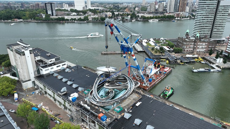 MAD Architects' metal tornado takes shape above Rotterdam's Museum of Migration - Image 1 of 11